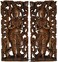 Sawaddee Wall Sculpture. Thai Wood Wall Art - Asian Carved Wood Wall Decor Size 17.5&acirc;&euro;x7.5&acirc;&euro;x1" Each, Set of 2 Pcs.