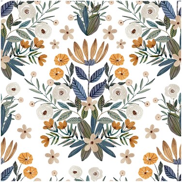 Floralplus Boho Wallpaper Peel and Stick Floral Removable Wallpaper Boho Leaf Renter Friendly Wallpaper for Bathroom Bedroom Stick On Boho Wallpaper for Accent Wall Decor 17.7 * 118 in