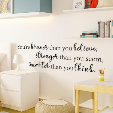 My Vinyl Story You're Braver Than You Believe Inspirational Wall Decal Motivational Office Decor Quote Inspired Motivated Positive Wall Art Vinyl Wall Decal School Classroom Words and Saying 32x10in