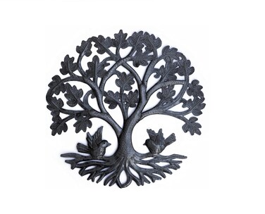 It's Cactus Small Wall Decor, Tree of Life with Love Birds, Indoor Outdoor Metal Plaques,13 Inches Round