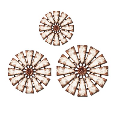 CAKIROTS 3Pcs Windmill Farmhouse Wall Decor Rustic Wood Hanging Art Decorations Rustic Living Room Sculpture Art for Bedroom Nursery Dorm Home Office