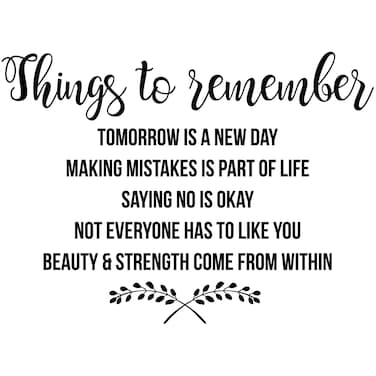 My Vinyl Story Things to Remember Inspirational Wall Decal Motivational Office Decor Quote Inspired Motivated Positive Focused Wall Art Vinyl Wall Decal School Classroom Words and Saying 29x22 in
