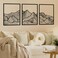 ruelen Wall Decor 3 Pcs Metal Wall Art, Mountain Line Abstract Minimalist Wall Art Rustic Nature Wall Decororation Hanging Sculpture for Home Bedroom Bathroom Living Room (Black)