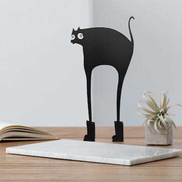 KOLYMAX Metal Cat Minimalist Art Wall Sculpture, Minimalist Abstract Cat Line Wall Art, Modern Minimalist Home Decoration Minimalist Living Room Wall Decoration&iuml;&frac14;&circ;Long-Legged Cat&iuml;&frac14;&permil;