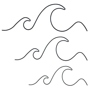 KRSHEMDE Large Size 3 Pcs Ocean Wave Wall Decor Metal Wire Bathroom Wall Art Ocean Coastal Sea Beach Surf Nursery Wall Hanging Iron Wall Signs for Bedroom Bathroom Summer Decor (23.6"X19.3")