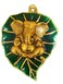 Purpledip Metal Wall Plaque Ganesha: Ganapathi Idol on Auspicious Peepal Leaf (11541)