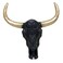 BestGiftEver Tribal Wall Sculpture in Black Bull Head Skull with Golden Horns - Faux Taxidermy Decorative Carvings - Native American Southwest Rustic Hanging Wall Decoration