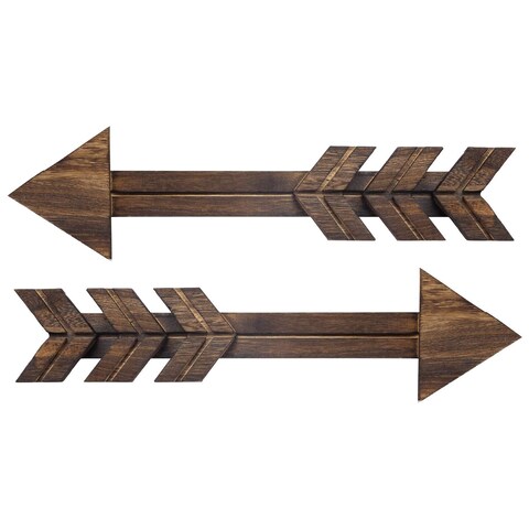 Dahey Rustic Wooden Arrow Wall Decor Farmhouse, 15&quot; Wood Arrows Sign Wall Hanging Art Christmas Decoration for Home or Wedding, Set of 2
