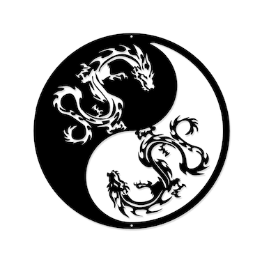 JHUNG GA YEI Japanese Chinese Dragon of Metal Wall Sculpture, Yin Yang Decor Abstract Wall Art for Gift, Wall Hangings for Home Office Bathroom Living Room Garden Outdoor Farmhouse