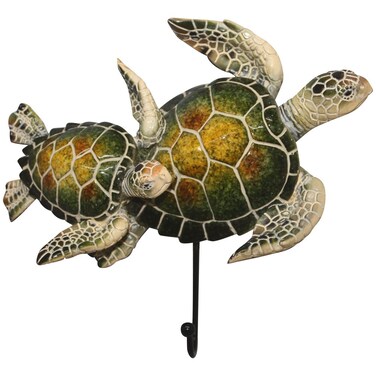 Comfy Hour Ocean Voyage Collection 5" Sea Turtle Coastal Beach Coral Theme Decorative Wall Hanger, Polyresin