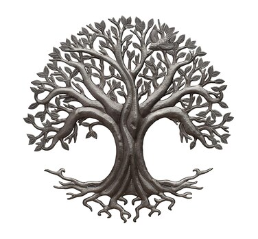 Tree of Life, Garden Metal Plaque, Indoor and Outdoor Wall D&Atilde;&copy;cor 23 Inches Round Haitian Art