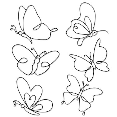 Hotop 6 Pieces Metal Butterfly Wall Decor 8 Inch Black Butterfly Wall Art Different Shapes Butterfly Hanging Decor Minimalist Wire Art for Kitchen, Bedroom, Outdoor