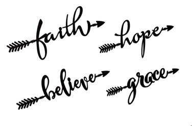 Set of 4 Metal Arrows Wall Art: Faith Believe Grace Hope - Christian Home Decor