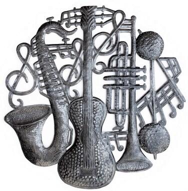 It's Cactus All that Jazz Metal Wall Hanging Artwork Handmade in Haiti from Recycled Steel Barrels 23 Inches Round