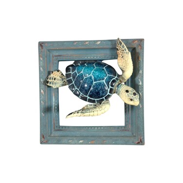 Comfy Hour Ocean Voyage Collection 6" Sea Turtle Coastal Marine Theme 3D Wall Decorative Frame, Polyresin
