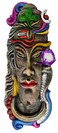 Purpledip Terracotta Clay Wall Hanging Shiva: Colorful Mahadev Siva Hanging for Living Room (12744A)