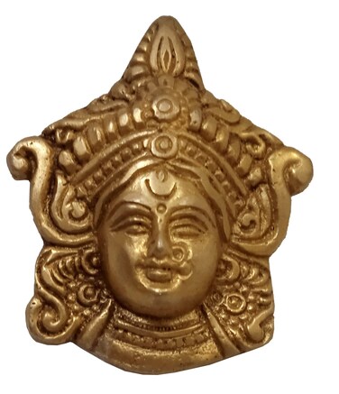 Purpledip Brass Idol Goddess Durga: Wall Hanging Small Plaque (12432)