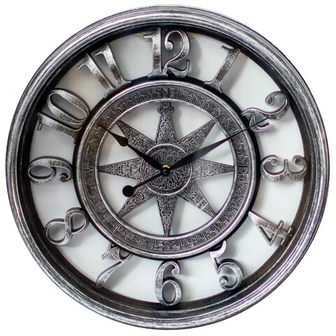 VACVOIIVCE 18 Inch Big Wall Clock, Battery Powered Silver Grey Wall Clock, Easy to Read Big Number Vintage Wall Clock for Living Room Decorating Office Bedroom,