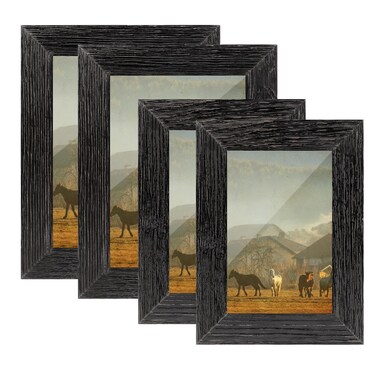 Rechale Picture Frame Set 4 pcs Made of Solid Wood Photo Frame, Thickened 0.5 in Black Frames HD Glass Classical Wall Picture Frames,Table Top Display and Wall Mounting photo frame ( 2pcs 4 x 6'' and