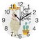 senya Cute Llama Alpaca with Cactus Design Round Wall Clock, Silent Non Ticking Oil Painting Decorative for Home Office School Clock Art