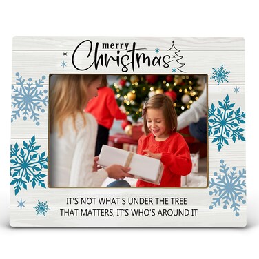FONDCANYON Christmas Frames, Merry Christmas Picture Photo Frame, Christmas Snow Picture Frame, Christmas Snowflakes Picture Photo Frame, Santa Picture Frame 2023, Christmas Frames 5x7