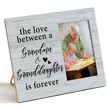 Nurawo the Love Between a Grandma and Granddaughter is Forever Wood Picture Frame Rustic Wooden Photo Frame for Tabletop or Wall Display (for 4x6 Photo), Nana Grandmother Granddaughter Gift