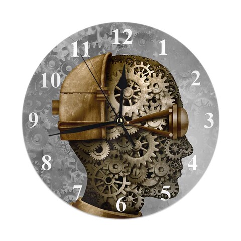 HGOD DESIGNS Steampunk Round Wall Clock,Abstract steam Punk Antique Machine Technology Intelligence Design Silent Round Wall Clock Home Wall Decorative for Bedroom Office School Art(10&quot;)