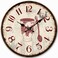 Antique Round Wall Clock, Eruner 12-inch Wooden Clock for Living Room Kitchen No Second Hands Design Flower Floral Pattern Vintage Style Office Hall Wall Clock