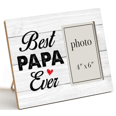 Oqtumes Papa Gift Picture Frame, Grandpa Gift From Grandkids, Gifts for Grandpa Papa Grandad, Rustic Best Papa Ever Wood Picture Frame 8 x 10 Inches, Wall Mount and Tabletop - 4 x 6 Inch Photo