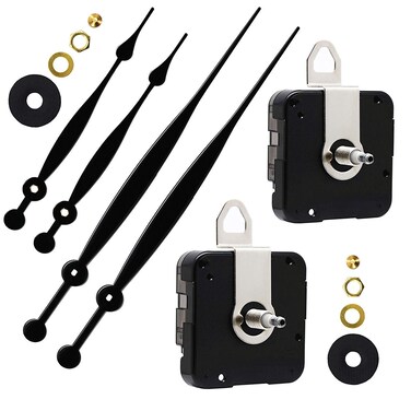 Quartz DIY Wall Clock Movement Mechanisms Battery Powered DIY Repair Parts Replacement with 2 Long Hands,3/10 Inch Maximum Dial Thickness,29/32 Inch Total Shaft Length.(2 Sets)