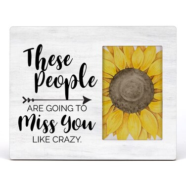 HOIJAUMAI Going Away Wood Picture Frame Gift, These People are Going to Miss You Like Crazy Wooden Photo Frame Gifts for Retirement New Job Leaving, Tabletop and Wall Mounting, Display Photo 4x6 Inch