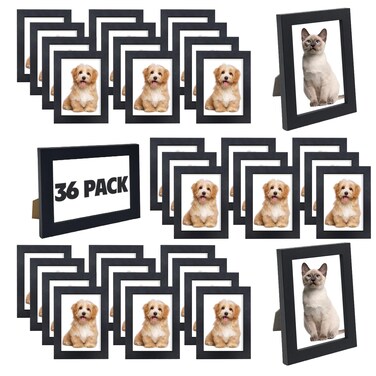 WHEATHUSK Set of 36 Picture Frame Bulk 4x6 Photo Picture Frames Gallery Wall Photo Frames Simple Black Picture Frames for Wall or Tabletop Display Photos, Paintings, Artwork