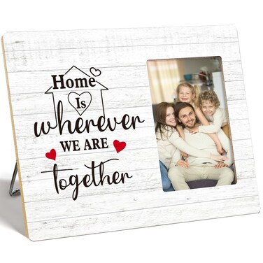 OTINGQD Family Picture Frame Gift,Home Is Wherever We Are Together Wooden Photo Frame for Tabletop Wall Display,New Home Gift Ideas,House Warming Gifts New Home,Family Gifts for Home Mom Dad
