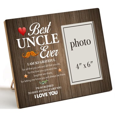 Dumyum Uncle Gifts From Nephew Niece, Gifts for Uncle Wood Photo Frame Best Uncle Ever Wooden Picture Frame Uncle Gift (Photo 4x6 Inches)