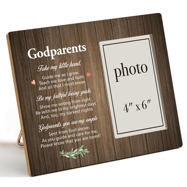 Dumyum 8x10 Picture Frame Wooden Photo Frame for Godparents Gifts, 4x6 Inches, Country Style, Desktop &amp; Wall Decoration, Polychrome
