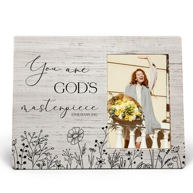 MAQIKA You Are God's Masterpiece Picture Frames, Ephesians 2:10 Picture Photo Frame, Christian Gifts, Bible Gifts, Inspirational Quote Picture Frames, Scripture Wood Photo Frame for 4x6 Photos