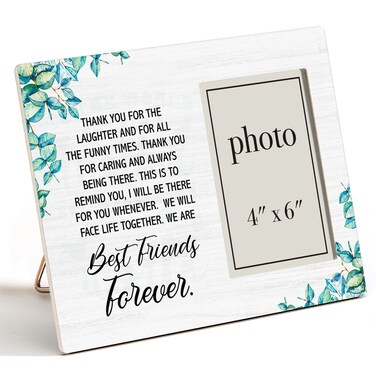 Zauly Best Friends Gift Wooden Picture Frame, Best Friends Forever Wood Photo Frame Gifts Idea for Bestie Friends BFF Soul Sisters, Tabletop &amp; Wall Mounting, 4x6 Inch Photo