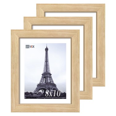 VCK 8x10 Oak Wood Frame for Picture, Natural Solid Wood Photo Frames 3 Pack, Wall Gallery Frame