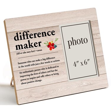 Dumyum Thank You Gifts for Coworker Colleague Boss Mentor Teacher, Appreciation Gifts, Difference Maker Wood Photo Frame Difference Maker Definition Picture Frame (Photo 4x6 Inches)