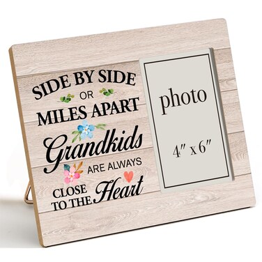 Grandparents Gifts, Grandpa Grandma Gifts, Photo Frame Gifts for Grandparents Grandpa Grandma, Side by Side or Miles Apart Grandkids are Always Close to the Heart Picture Frame (Photo 4x6 Inches)