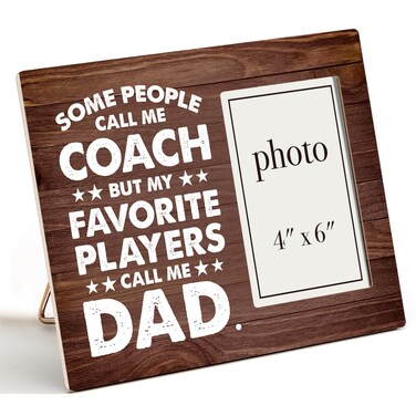 Nurawo Coach Gift for Dad, Some People Call Me Coach But My Favorite Players Call Me Dad Picture Wooden Frame Coach Gifts (4x6 Inch Photo)