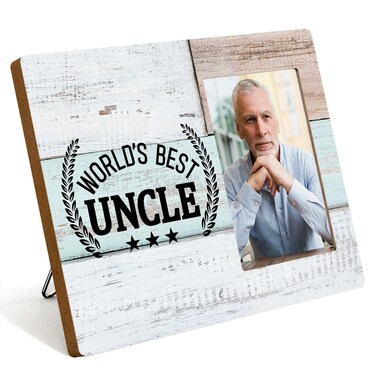 IAXIC Uncle Gifts Photo Frame Uncle Birthday Gifts Rustic Picture Frames Uncle Announcement Gifts for Promoted to Uncle Retirement Gifts for Uncle Him Man Brother Wooden Picture Frames