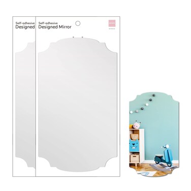 2PCS MYRO Self-Adhesive Designed Mirror 7" x 12&acirc;&euro;&oelig; Shatterproof Locker Mirror Shower Bathroom Mirror with Strong Adhesive Tapes, Ideal for School Classroom Playroom Office Camping, 3.5OZ, Venetian