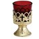 Electric Votive Stand 4" Gold Plated Metal with Ruby Glass Boxed