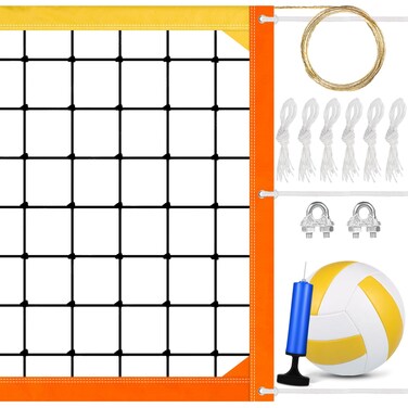 Professional Volleyball Net Outdoor Heavy Duty, 32x3 FT Volleyball Net for Backyard with Aircraft Steel Cable Weather Resistant Portable Volleyball Nets for Indoor Outdoor Beach Pool