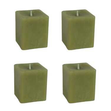 Candlestock Real Bayberry Square Votive Candle Pack - Pure Bayberry and Pure Beeswax Blend - Pack of 4 Natural Bayberry Square Votive Candles - No Fragrance Added Bayberry Candles