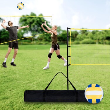 Heavy Duty Volleyball Net Set - Official Size Portable Volleyball Net for Backyard - Volleyball &amp; Carrying Bag Included