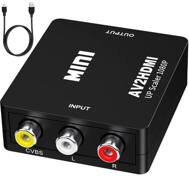 hanchuang RCA to HDMI, AV to HDMI Converter, 1080P Mini RCA Composite CVBS Video Audio Converter Adapter Support PAL/NTSC for PS2, PS3, N64, Wii, STB, Xbox, VHS, VCR, Camera, DVD, ect.