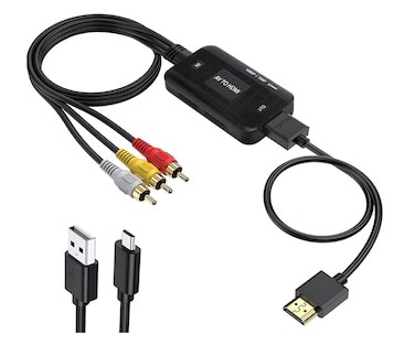 BD&amp;M RCA to HDMI Converter, Composite Adapter Male AV Support 1080P PAL/NTSC Compatible with PS one, PS2, PS3, STB, Xbox, VHS, VCR, Blue-Ray DVD Players.