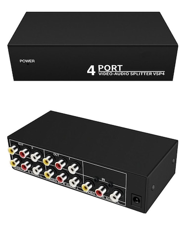 Suckoo 4 Port 3RCA AV Audio Video Cable Splitter 1 in 4 Out 1 in 2 Out DVD Player Game Console TV Box External TV Monitor Projector Composite AV Adapter Converter